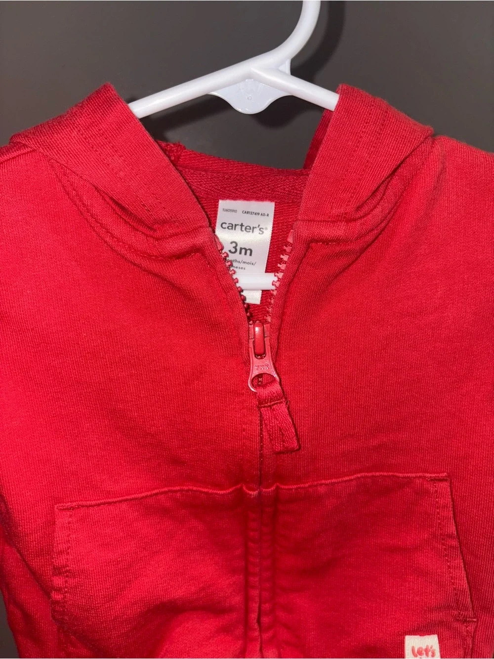 Carter's Bright Red Zip-Up Baby Hoodie